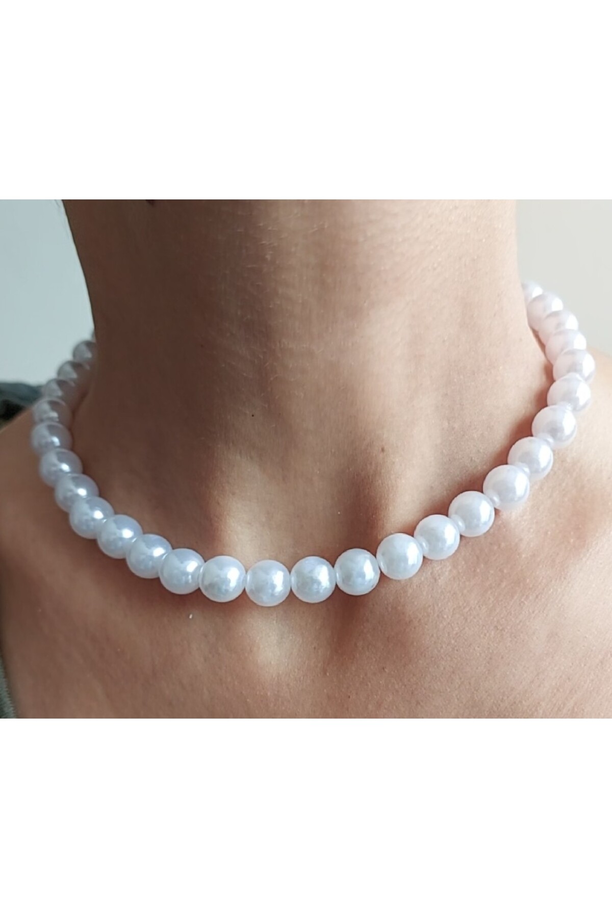 klasik inci choker kolye, 40 cm