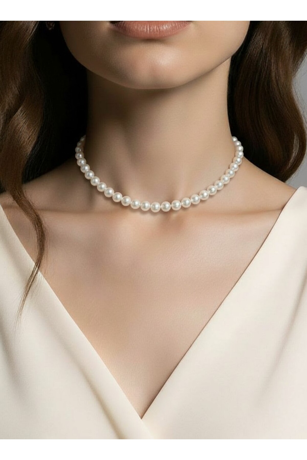 klasik inci choker kolye