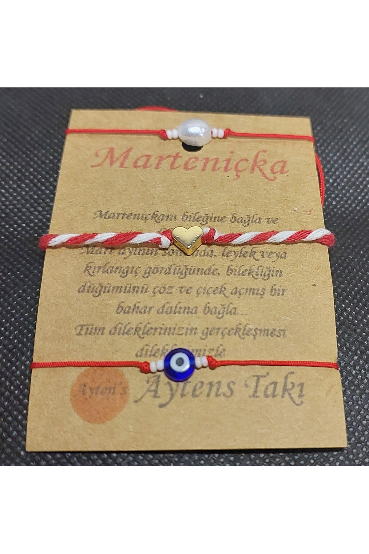 3'lü Marteniçka dilek şans bilekliği  doğal incili