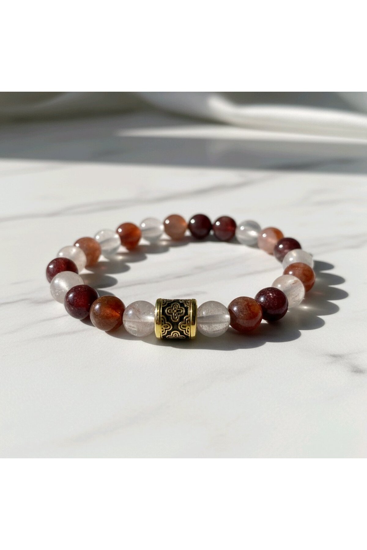 Orijinal Ateş Kuvars (Fire Quartz) Doğal Taş Bileklik