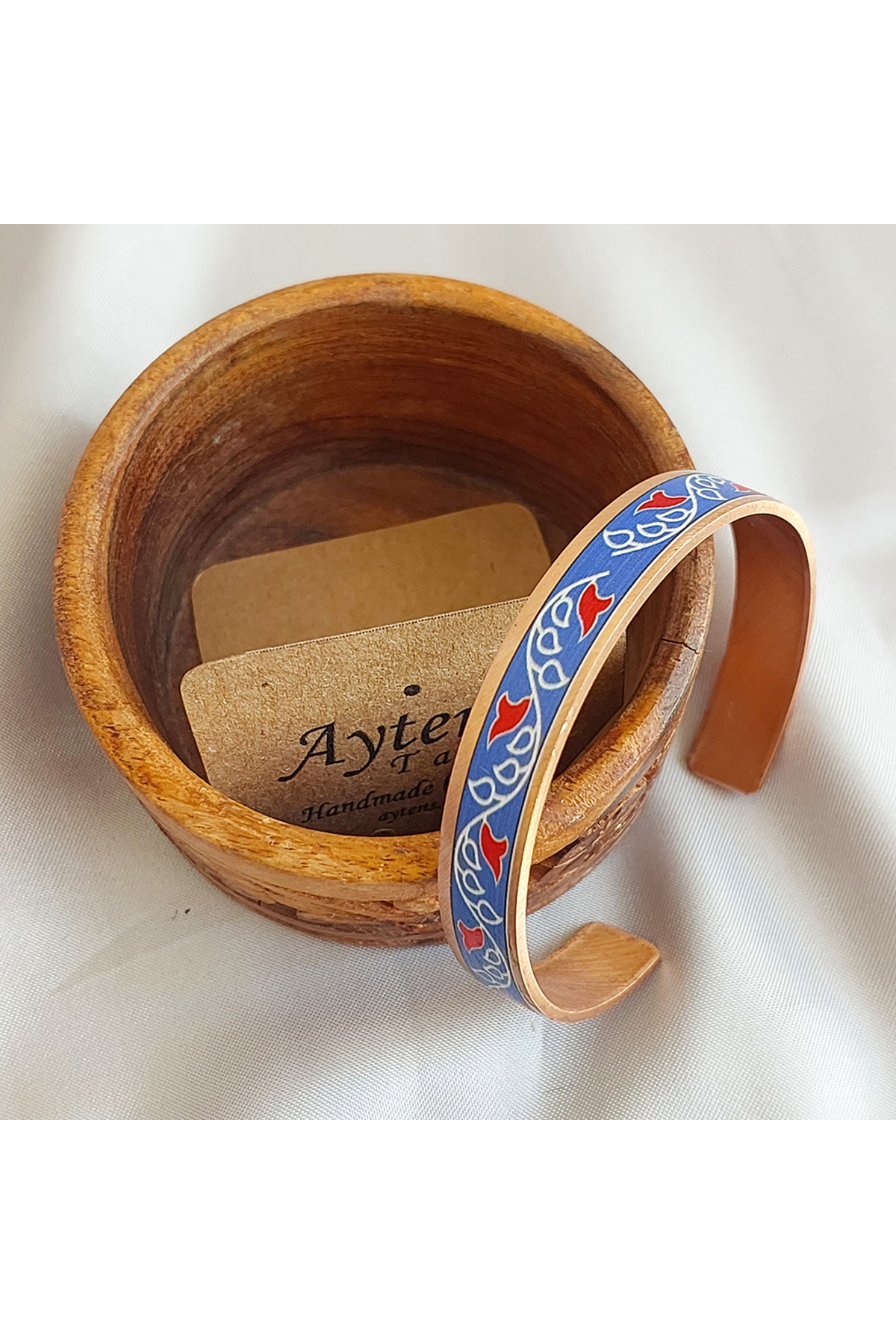 El Yapımı Bakır Bileklik | Etnik Desenli UV Baskı | Unisex Tasarım