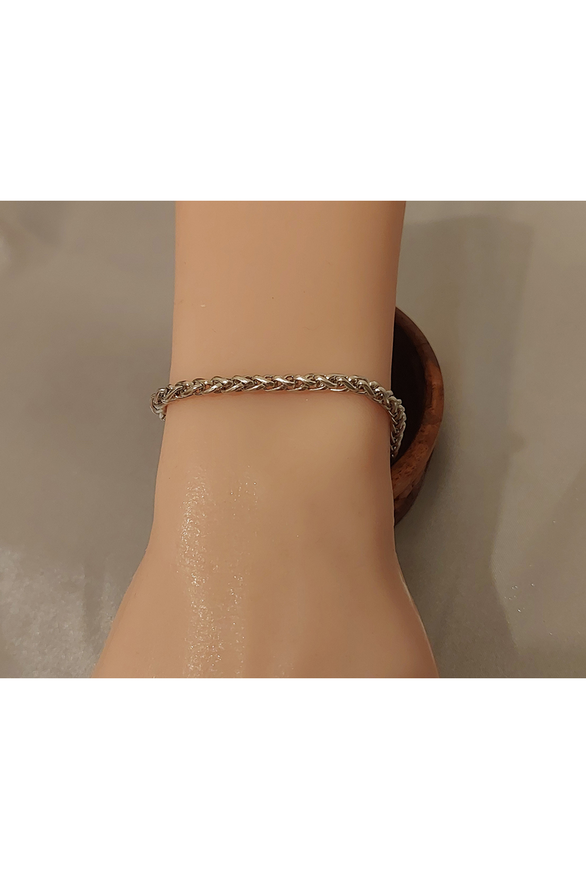 Angelus Model 3mm Kalın Kararmaz Unisex Bileklik Gümüş Kaplama